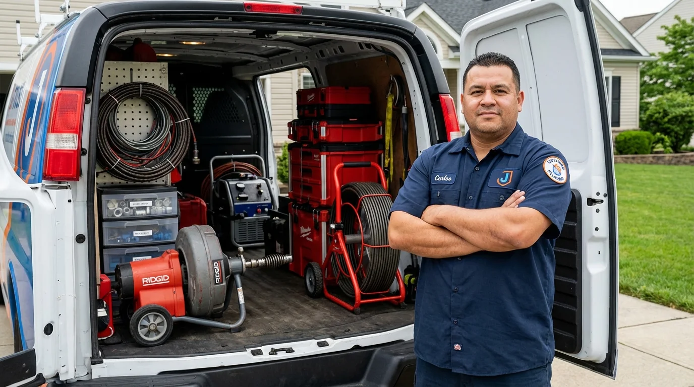 Professional drain cleaning equipment and Johns Plumbing LLC plumber in Carrington