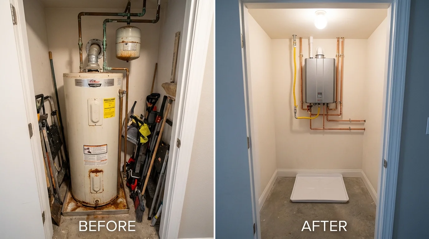 Tank water heater versus wall-mounted tankless unit comparison for Carrington, ND homeowners
