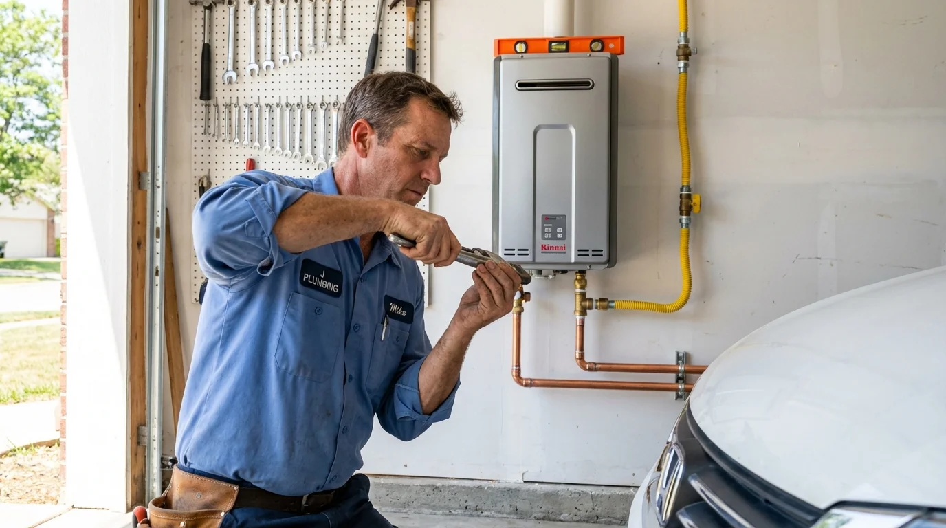 Tankless water heater installation by a Johns Plumbing LLC plumber in Carrington
